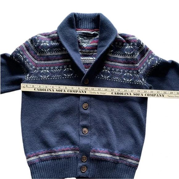 Tommy Hilfiger Luxury Blend Snowflake Cardigan Sweater Navy Blue Men’s Small - Picture 9 of 11